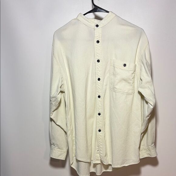 Men's Ivory Casual corduroy Button-Down Shirt - Picture 2 of 8